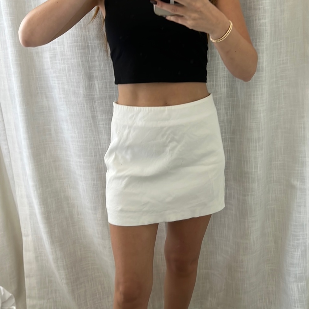 White mini skirt